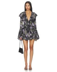 Norma Kamali - Long Sleeve Deep V Ruffle Mini Dress - Lyst