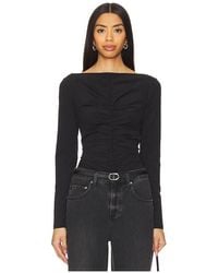 FRAME - Top Manga Larga Ruched En Color Negro Talla (También En S, Xl, Xs) - Lyst