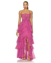 PATBO - Chiffon Carmen Lotus Maxi Dress - Lyst