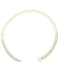 By Adina Eden - Pave X Pearl Open Collar Choker Necklace - Lyst