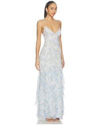 for love and lemons cuba embroidered dress From Above V-Back Midi Dress Floral Green main image 0
