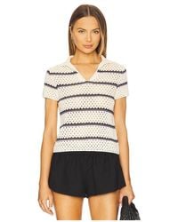 Vince - Camiseta Henley A Rayas Macrame En Color Crema Talla En - Lyst