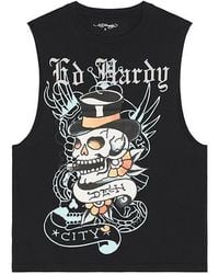 Ed Hardy - Camiseta De Corte Skull Tophat En Color Negro Talla (También En M, S) - Lyst