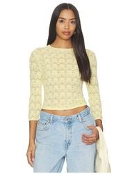 Vince - Fine Lace 3/4 Sleeve Crew Neck - Lyst