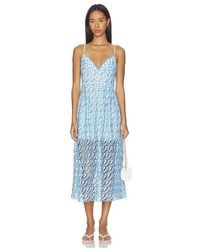 MILLY Anna Embroidered Maxi Dress in Blue | Lyst