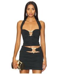 Area - Ruched Halter Top En Color Verde Oscuro Talla (También En Xs) - Lyst