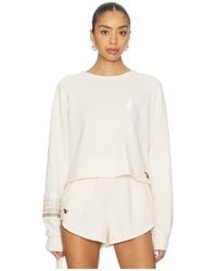 Aviator Nation - Bolt Rugby Stitch Cropped Crew Sweatshirt - Lyst
