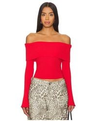 MORE TO COME - Off-Shoulder Slinky Pullover Sweater - Lyst