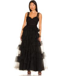 BCBGMAXAZRIA Tiered Ruffle Gown - Black