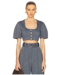 Matthew Bruch - Apron Puff Sleeve Crop Top - Lyst