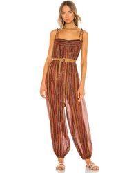 Free People Комбинезон Гаремного Стиля Harem В Цвете Комбинация Черного - Burnt Orange. Размер M (также В S,xs). - Оранжевый