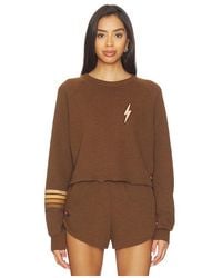 Aviator Nation - Bolt Rugby Stitch Cropped Crew Sweatshirt - Lyst