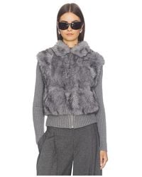 Source Unknown - Meti Eco Fur Zip Cardigan en Grey - Lyst