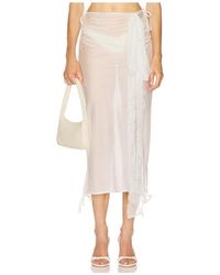 Milkwhite - X Revolve Midi Skirt With Lace Details - Lyst