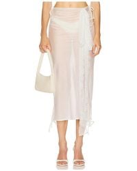 Milkwhite - X Revolve Midi Skirt With Lace Details - Lyst