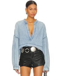 Free People - X We The Free Jude Denim Pullover In Vintage Indigo - Lyst