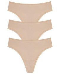 Natori - Bliss Bare Cotton Thong 3-Pack - Lyst