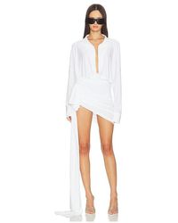 Norma Kamali - Super Oversized Shirt Side Drape Dress - Lyst