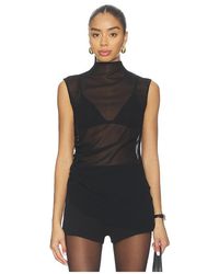 LAPOINTE - Mock Neck Ruched Top en Black - Lyst