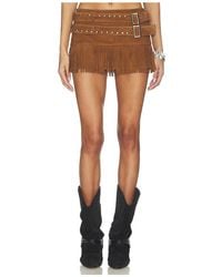 Lamarque - Isa Double Belted Micro Suede Skirt - Lyst