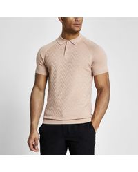 River Island - Knitted Short Sleeve Polo Shirt - Lyst