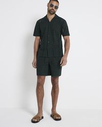River Island - Green Regular Fit Crochet Revere Shirt - Lyst