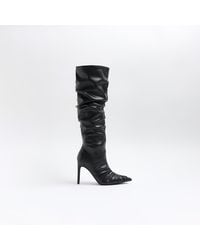 River Island - Ruched High Leg Heeled Boots - Lyst