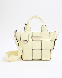 River Island - Yellow Chunky Weave Small Tote Bag - Lyst