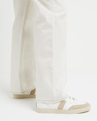 River Island - White Leather Lace Up Trainers - Lyst