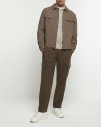 River Island - Stone Cargo Smart Trousers - Lyst