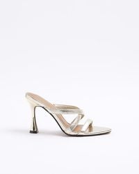 River Island - Strappy Flare Heeled Mule Sandals - Lyst