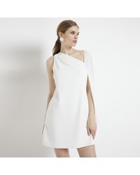 River Island - Cream Cape Detail Bodycon Mini Dress - Lyst