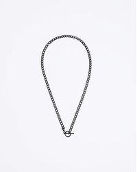 River Island - Stainless Steel T Bar Necklace - Lyst