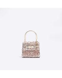 River Island - Pink Sequin Chain Strap Tote Bag - Lyst