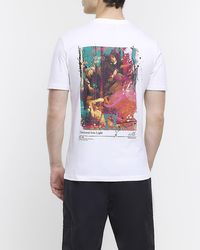 River Island - White Slim Fit Back Graphic Print T-shirt - Lyst
