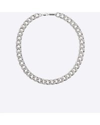 River Island - Silver Colour Diamante Chain Necklace - Lyst