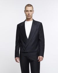 River Island - Wool Premium Crop Suit Jacket - Lyst