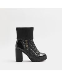 River Island - Quilted Heeled Ankle Boot - Lyst