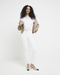 River Island - White High Waisted Bum Sculpt Skinny Jeans - Lyst