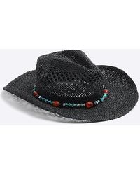 River Island - Black Beaded Cowboy Straw Hat - Lyst