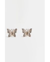 River Island - Rose Gold Butterfly Stud Earrings - Lyst