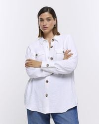 River Island - Plus White Textured Shirt - Lyst