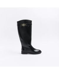 River Island - Buckle Knee High Boots - Lyst