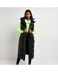 River Island Black Quilted Hooded Puffer Gilet