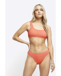 River Island - Orange Low Waist Textured Bikini Bottoms - Lyst