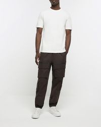 River Island - Brown Slim Fit Multi Pocket Cargo Trousers - Lyst