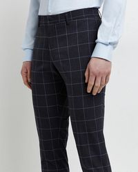 River Island Denim Super Skinny Suit Trousers In Grey And Navy 