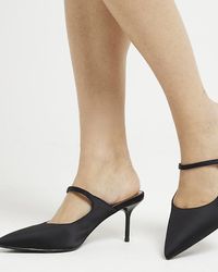 River Island - Satin Mary Jane Heeled Mule Shoes - Lyst