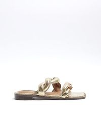 River Island - Leather Twisted Strap Mule Sandals - Lyst