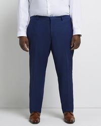 River Island - Big & Tall Blue Slim Fit Twill Suit Trouser - Lyst